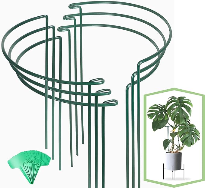 Joyhalo 6 Pack Plant Support Stakes, 16 Inch Peony Cages and Supports, Flower Stakes with 15 Pcs Plant Labels, Peonies Support Cages Garden Sticks for Plants Tomato, Hydrangea, Rose, Hyphosis Joyhalo