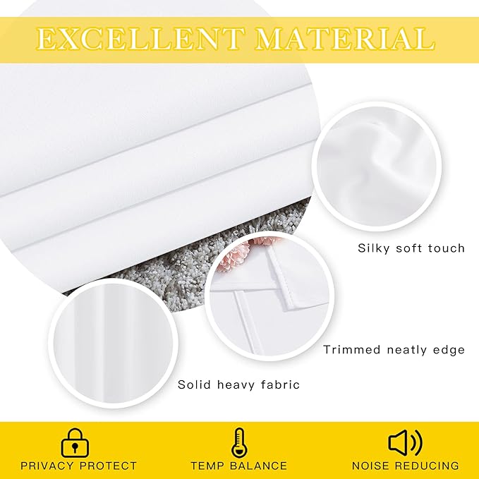 NICETOWN Sliding Door Curtain Window Treatment, Energy Smart Thermal Insulated Extra Wide Solid Blackout Curtains/Drapes for Patio Door (1 Panel, Pure White, W80 x L95) NICETOWN
