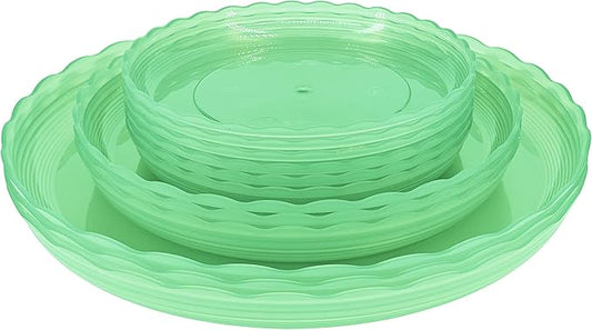 12Pcs Clear Plant Saucer, 6 8 10 Inch Durable Plastic Plant Tray, Round Plant Pot Saucers, Drip Tray for Indoor and Outdoor Garden, Green Lifecouldbesointeresting
