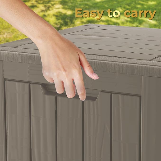 TARKARI 35 Gallon Lockable Resin Deck Box, Waterproof & UV-Resistant Outdoor Storage Box for Outdoor Cushion Storage, Garden Tools & Pool Accessories Storage, Gray Home