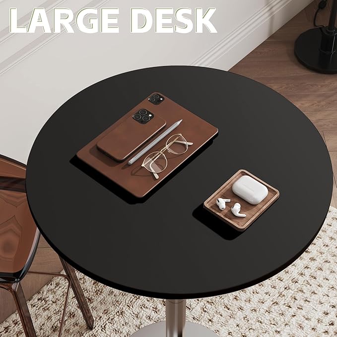 Flamaker Round Bistro Pub Table Modern Style Metal Base MDF Top Cocktail Bar Table Counter Bar Height for Pub, Dining Room, Party (4, Black-Silver) Flamaker