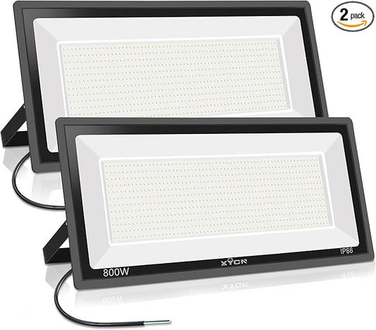 800W 2pack LED Flood Lights,3700 watt Equivalent 89500LM Super Bright Outdoor LED Arena Lights 100-277V IP65 Waterproof 5000K Daylight Commercial Lighting for Stadium,Backyard, Parking lot etc XYCN