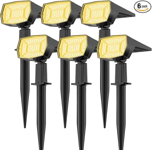 Fabrito 72 LEDs Solar Spot Lights Outdoor Waterproof, 3 Modes Landscape Spotlights, Dusk to Dawn Solar Powered Flood Wall Lights for Outside, Solar Garden Lights for Yard Porch 6 Pack (Warm White) Fabrito