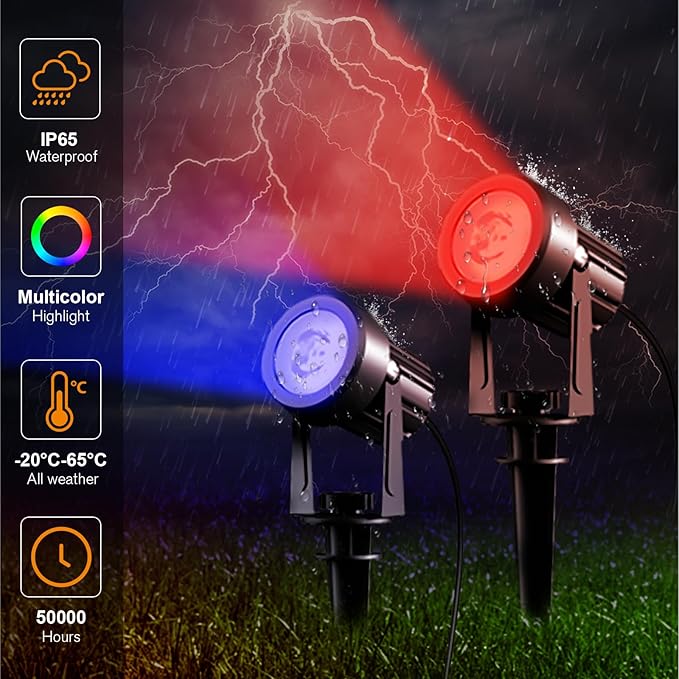APONUO Solar Spot Lights - Outdoor 6-in-1 Landscape Lights, Dusk to Dawn Solar Uplights, IP65 Waterproof, 9.8ft Cable for Yard, Pathway, Garden, Tree Decoration (Multicolor) APONUO