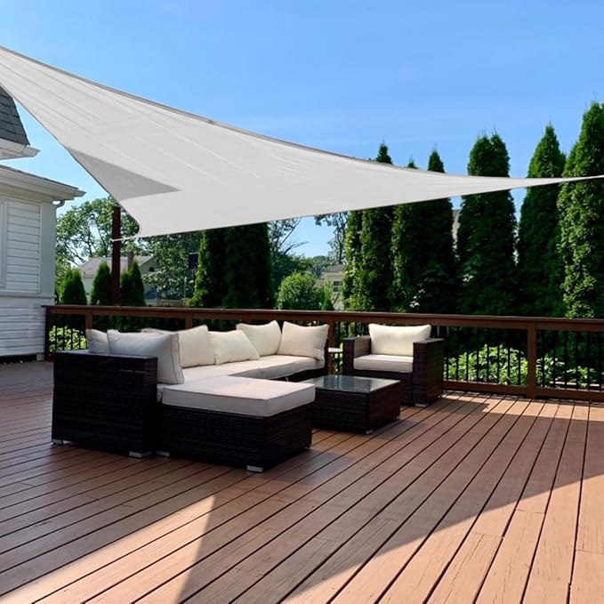 Quictent Large Triangular Sun Shade Sail 24x24x24ft with Hardware Kit, 185GSM HDPE Heavy Duty Top Cover Canopy 98% UV Block for Outdoor Patio Garden Deck Yard (Gray) QUICTENT