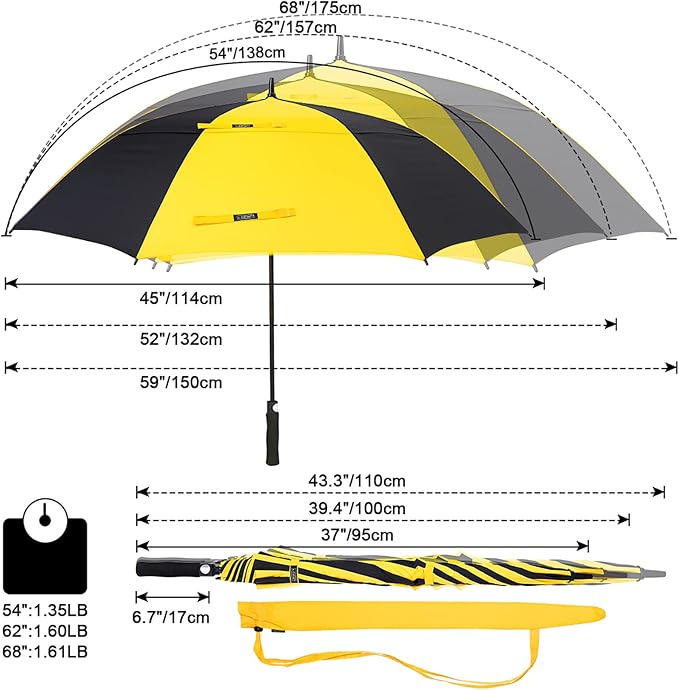 G4Free 47/54/62/68/72 Inch Automatic Open Golf Umbrella Oversize Extra Large Double Canopy Vented Windproof Waterproof Stick Umbrellas G4Free
