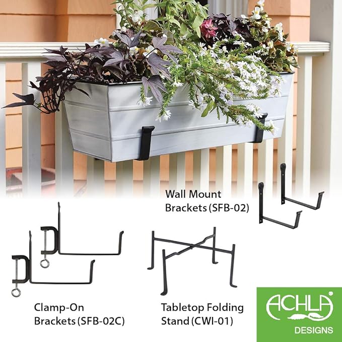 Achla Designs Galvanized Window Flower Box Planter-Cape Cod White-Small (22" L x 6" W x 5" H) ACHLADesignsHomeGarden