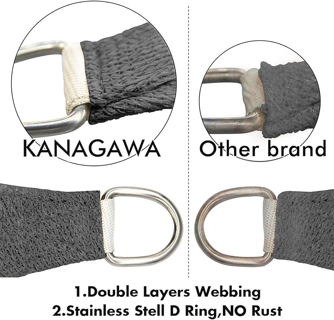 KANAGAWA Sun Shade Sail 12'x16' Dark Gray Rectangle UV Block Canopy Awning Shelter Fabric Cloth Screen for Outdoor Patio Garden Backyard Activities KANAGAWA