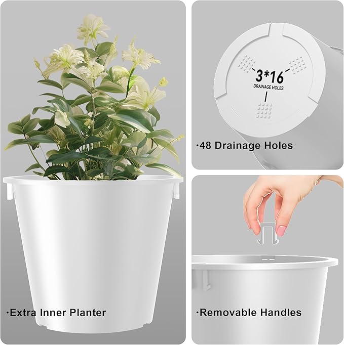 Kante Tall Round Planter Set of 2, 29 Inch Tall Decorative Planter Pots for Outdoor Indoor Garden Patio Front Porch (White) Kante