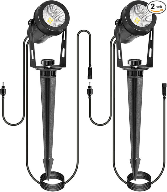 2 Pack Extendable Outdoor Landscape Lights, 12V Low Voltage Landscape Lighting IP65 Waterproof Plug-in Outdoor Spotlights for Yard House Pathway Tree Pools (2700K Warm White, NO Plug) IRISECO