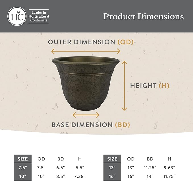 The HC Companies Sierra Round Self-Watering Pot - Lightweight Plastic Planter for Herbs & More - Durable Plant Pots for Indoor Plants & Outdoor Plants (13” Rustic Redstone, Pack of 1) TheHCCompanies