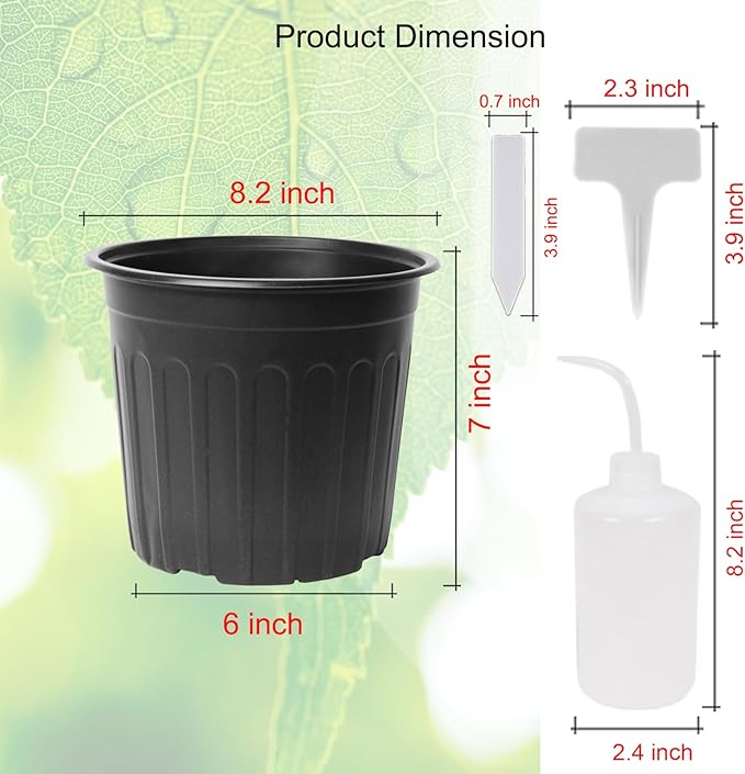 60-Pack 2 Gallon Flexible Plastic Plant Pots with 50Pcs Plant Labels,Thickened Soft Seed Starting Container for Indoor Outdoor Plants, Seedlings, Vegetables, Succulents and Cuttings Niiiice