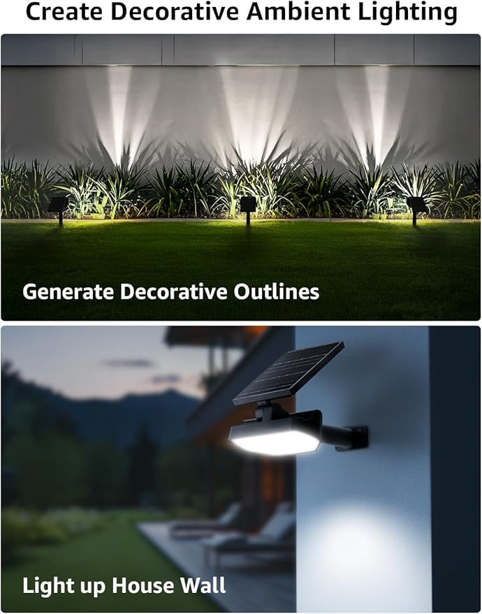 Lepro Solar Decorative Spot Lights 4 Pack, Cool White Modern Accent Lights for Garden & Landscape, IP65 Waterproof Adjustable Spotlight for Architecture, Pathways, Contemporary Decor Lepro