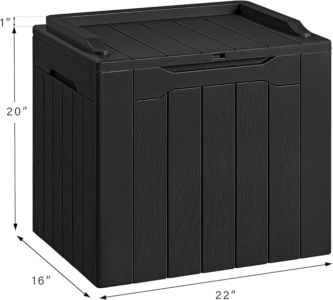 Devoko 30 Gallon Resin Deck Box Waterproof Outdoor Storage Box for Patio Furniture Pool Accessories Indoor Storage for Cushion Garden Tools (30 Gallon, Black) DEVOKO