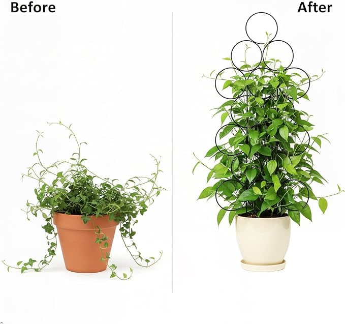 Plant Trellis for Climbing Plants Indoor Outdoor, Trlzey 3 Pack Stackable Metal Trellis - Small Garden Trellis for Potted Plants, Vine Support for Ivy, Flowers, DIY Home Deco Trlzey
