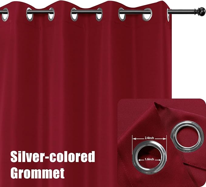 BONZER Extra Wide Waterproof Outdoor Curtains for Patio Heavy Privacy Light Filtering Grommet Outside Curtains for Porch, Pergola, Gazebo, 1 Panel, 150W x 84L inch, Red Bonzer