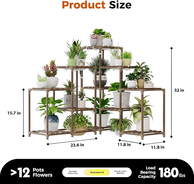 Bamworld Plant Stand with Grow Lights for Indoor Plants 11 Potted Corner Plant Shelf with Plant Lights for Indoor Growing Bamworld
