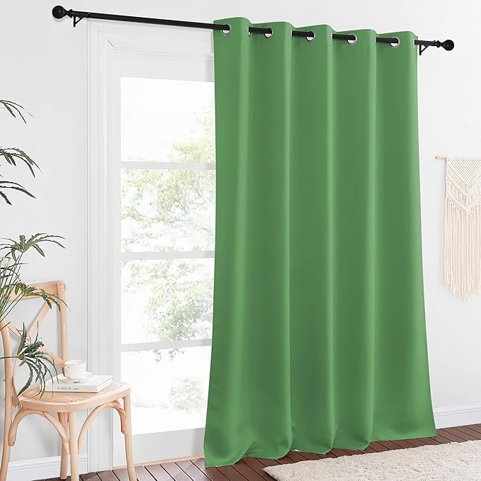 NICETOWN Blackout Curtain Drape for Bedroom - Light Reducing Thermal Insulated Solid Grommet Room Darkening Window Curtain 90 inches Long for Living Room (Froest Green, 1 Piece, W66 x L90) NICETOWN