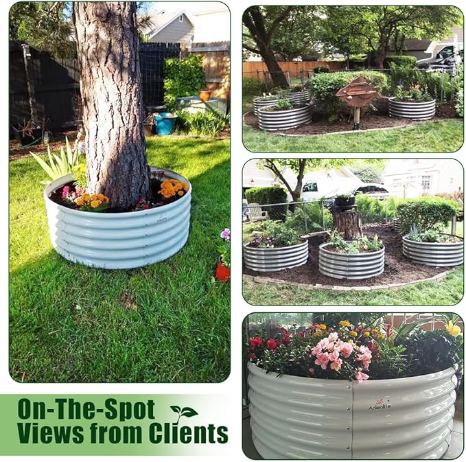A ANLEOLIFE 6-Pack 4X4X1.5ft & 6X2X1.5ft Deep Root Galvanized Raised Garden Beds Outdoor for Planting Vegetables Flowers Herb, Quartz Grey AAnleolife