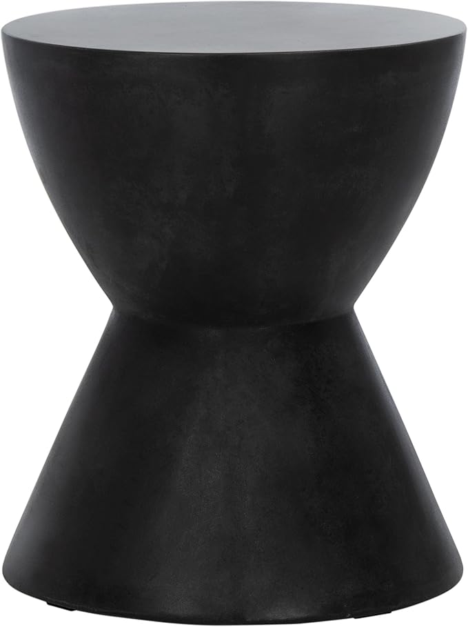 Safavieh Outdoor Athena Black Modern Concrete Round Accent Table SAFAVIEH