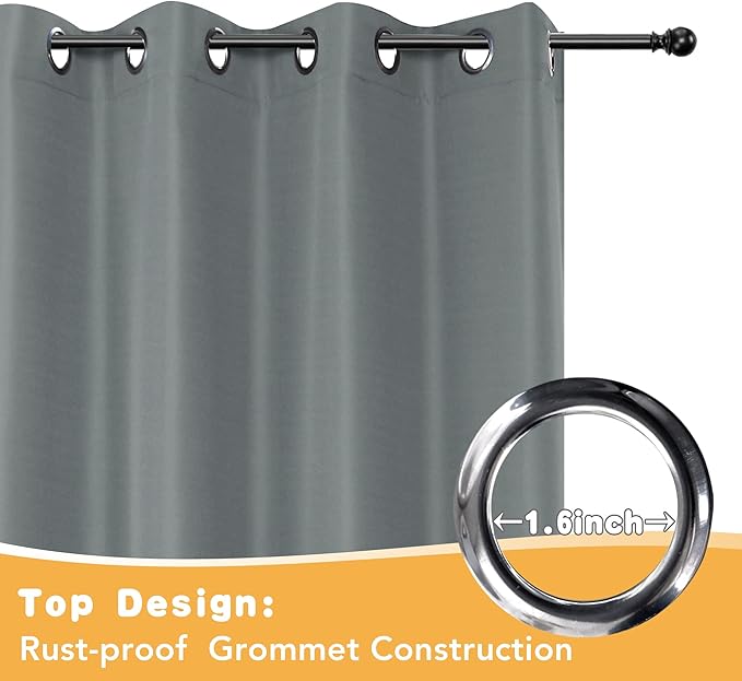 HolidayIdeas Outdoor Curtains for Patio Waterproof, 4 Panels - 54 x 120 Inch - Privacy Protection & Light Filtering Curtains Grey Grommet Outside Curtains for Porch, Gazebo, Pergola, Backyard HolidayIdeas