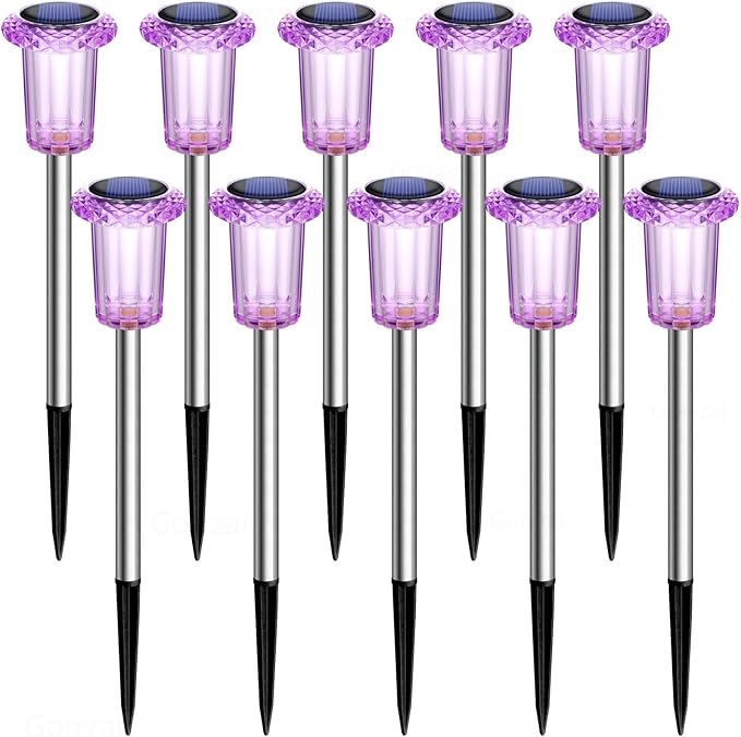 Halloween Solar Lights Outdoor 15 Pack Solar Pathway Lights Outdoor Halloween Decorations Waterproof Yard Lighting for Driveway Garden Walkway Path Landscape Lawn (Purple) Gorrzai
