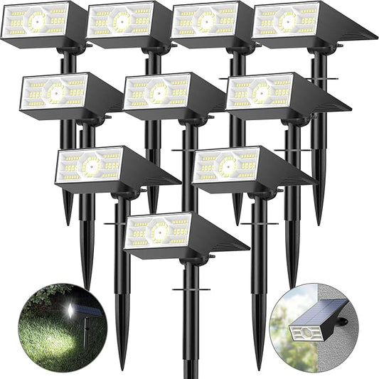 Solar Spot Lights Outdoor,10 Pack/56 LED Outdoor Lights for Yard Waterproof IP68, 4 Lighting Modes Solar Landscape Spotlights, Auto On/Off Solar Powered Flood Lights Garden Pathway,Cool White Katipeal