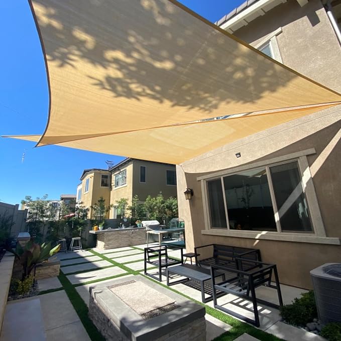 SUNLAX Sun Shade Sail 13' x 13' x 13' Sand Triangle Canopy Sail Shade Cover UV Block Permeable Sunshade Outdoor for Patio Backyard (We Make Custom Size) SUNLAX
