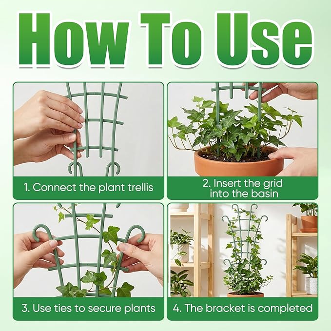Plant Support Stakes,Stackable Plant Trellis for Indoor Climbing Plants,Small Plant Climbing Trellis for Potted Plants Plastic Climbing,Potted Plant Trellis for Houseplants (6PCS) Rootora