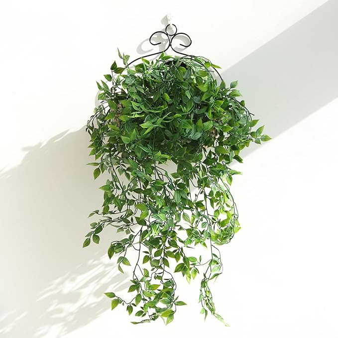 Whonline 3 Pack Artificial Hanging Plants Fake Plants with Pots for House Bedroom Wall Garden Decor WHONLINE