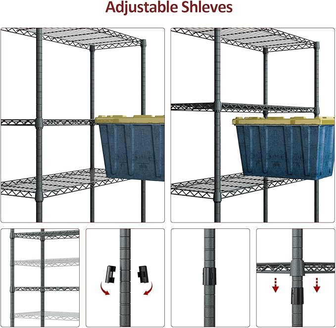 IZEUK Outdoor Metal Storage Shelving Unit, 4-Tier Heavy Duty Wire Rack Organizer with Rust-Resistant and Corrosion-Proof Coating (Grey, 17.7" D x 47.24" W x 59" H) IZEUK