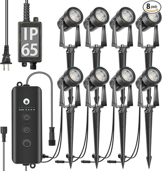 SUNTHIN Outdoor Landscape Lighting with Dusk to Dawn Sensor Controller, 8 Pack SUNTHIN