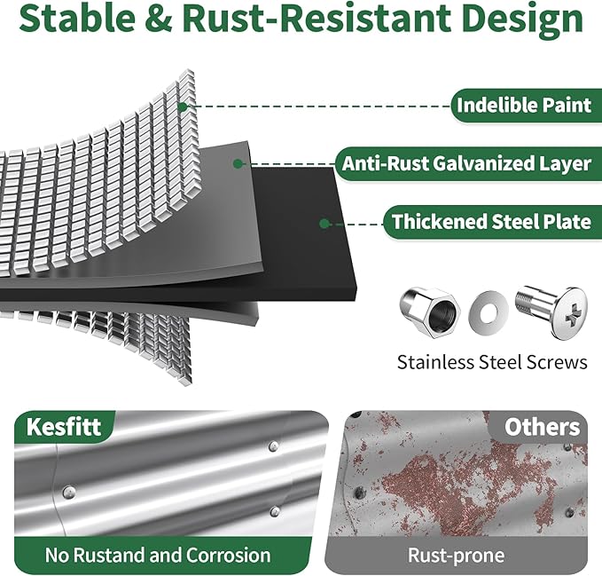 Kesfitt Raised Garden Bed, 6x3x1 FT Galvanized Steel Metal Raised Garden Bed, Oval Open-Bottom Design, 12-Inch Deep for Outdoor Vegetable & Herb Gardening, Silver Kesfitt