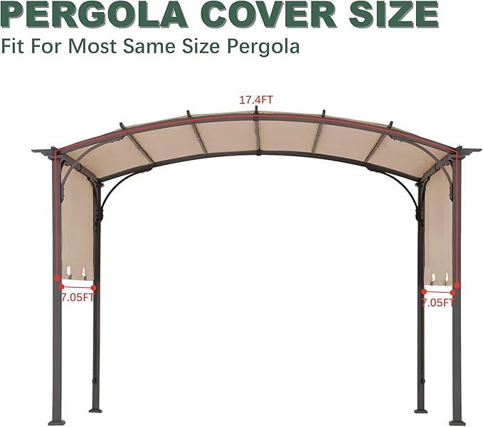 85''x 208'' Universal Doubleton Steel Pergola Replacement Cover for Pergola L-PG080PST, (Light Beige) Rootora