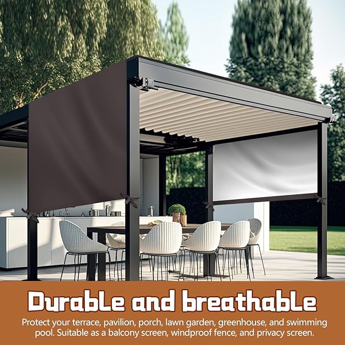Universal Pergola Replacement Canopy Outdoor Canopy Shade Cover Waterproof Shade Top Cover for Outdoor Patio Porch Backyard(16 x 8 ft,Coffee) Wowangce