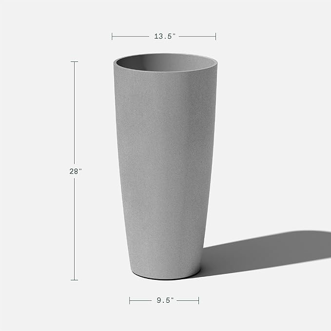 Veradek Mason Series Vega Planter - Round Tall Planter for Indoor or Outdoor Porch/Patio | Made from Plastic-Stone Composite with Drainage Holes | Modern Décor for, Flowers, Interior Plants VeradekOutdoor