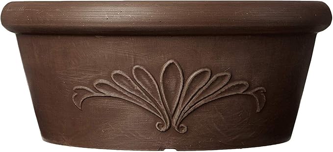 Arcadia Garden Products PSW TA20C Plastic/Stone/Wood Composite Bulb Pan – No Drainage Hole (Drillable), 8"x3", Chocolate PSW