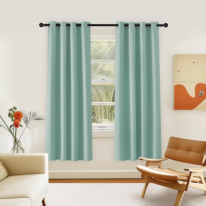 NICETOWN Room Darkening Curtain for Living Room - Energy Saving Thermal Insulated Grommet Room Darkening Curtain/Drape for Bedroom (1 Panel, 46 by 72, Aqua Blue) NICETOWN