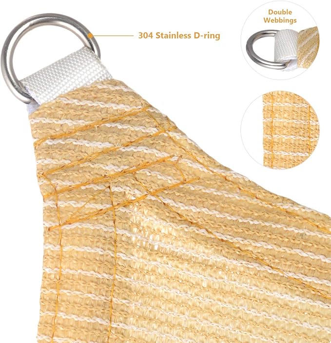 Eden's Decor Straight Flat-Edged Sun Shade Sail Rectangular 12' x 18' Beige UV-Blocking Outdoor Canopy Fabric Cloth Awning for Pergola Patio Garden Backyard Custom Size EdensDecorInc