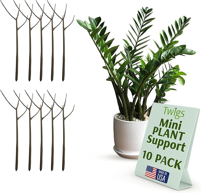 Mini Twigs Plant Support Stakes for Small Plants, Indoor & Outdoor Use, Gardening Supplies, Garden Accessories, Trellis & Ring Alternative, Made in USA - Moonstone, 10 Pack, 12" L TwigsGardenAccessories