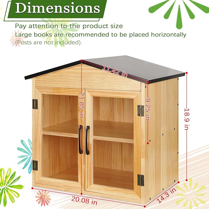 Outdoor Library Outdoor Book Box Storage Small Wooden Cabinet Little Literature Box for Neighborhoods Community and Schools Sharing Books, Flyers, Newspapers, Food and Art (D) Exttlliy