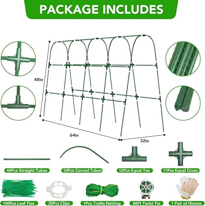 Cucumber Trellis for Raised Bed, U-Shape Garden Trellis for Climbing Plants Outdoor, Metal Arch Vegetables Trellis, Plant Support for Grape Vine Beans Squash Peas Flower ZPMOCKAQ