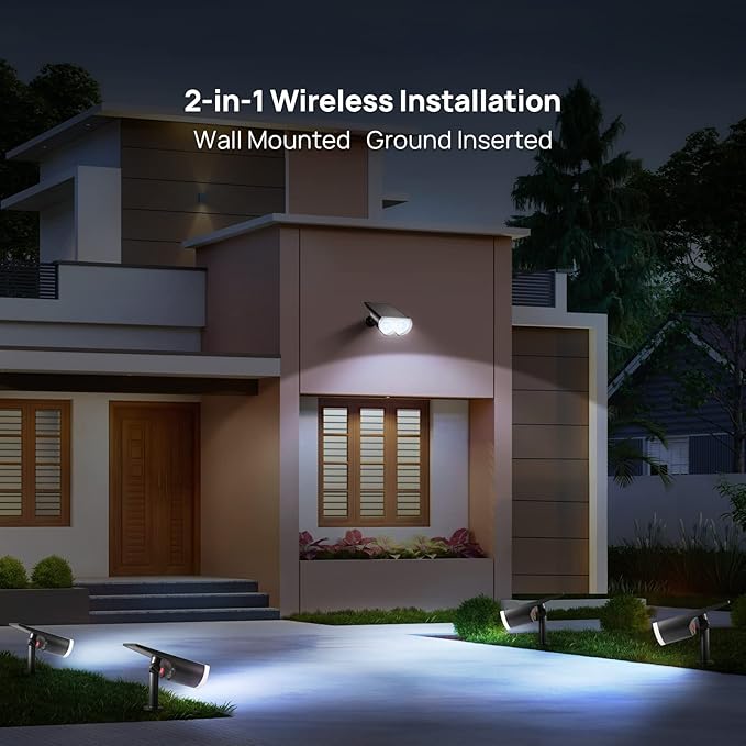 Solar Lights Outdoor Waterproof, Consciot 16 LEDs IP67 Spot Lights Outdoor, Auto On/Off Solar Landscape Spotlights, 2-in-1 Adjustable Wall Lights for Garden Yard Pathway, Cool White 4 Pack Consciot