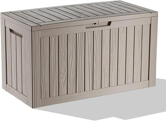 EasyUp 80 Gallon Resin Deck Box Storage Outdoor Waterproof Boxes Lockable UV Resistant Container for Patio Furniture Cushions Pool Supplies Garden Tool, Equipment Outside Storage Delivery, Gray EASYUP