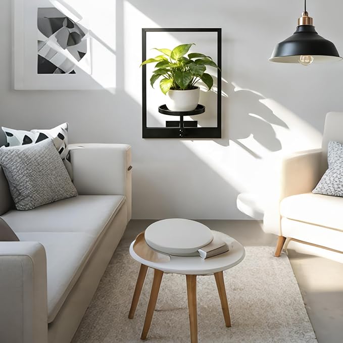 Wall Hanging Plant Stands Planter Shelves, Indoor Outdoor Window Plant Hanger Decor for Living Room Entryway (White 3-Pack) Rootora