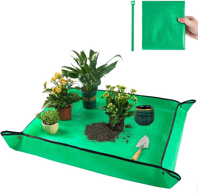 39.5" X 31.5" Large Repotting Mat for Indoor Plants Transplanting and Dirt Control Portable Potting Tray Plant Gifts for Plant Lovers Gardening Gifts for Women & Men FocusonGardeningProjects