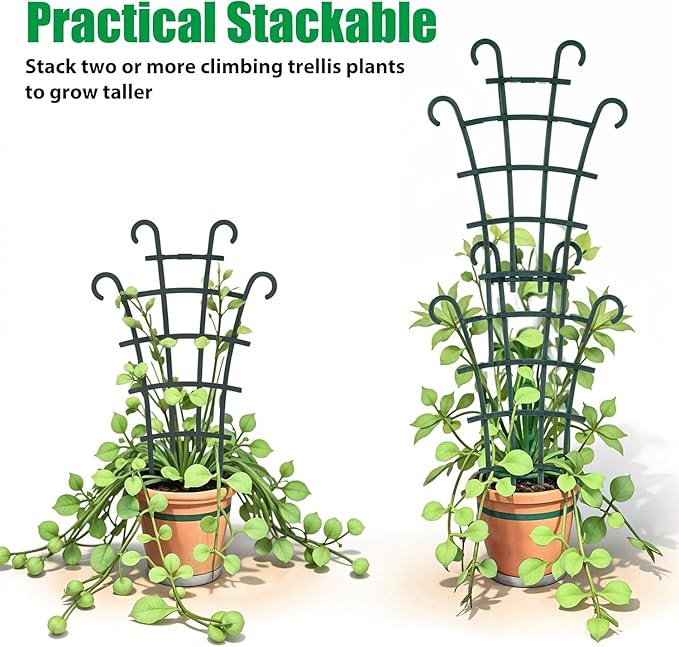 4 Pcs Small Trellis for Potted Plants Plant Trellis Indoor Trellis for Potted Plants Stackable Plastic Plant Support Houseplant for Climbing Indoor Monstera Pothos Ivy Plants Decor Rootora
