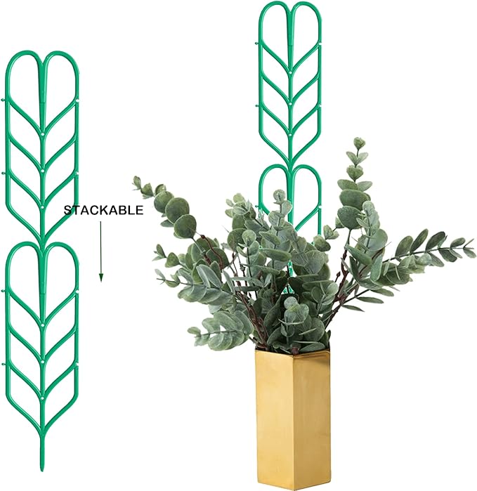 Garden Trellis for Climbing Plants 6 PCS Plastic Indoor Trellis for Potted Plants Green Stackable Mini Climbing Plant Stupport DIY Flower Pot Support for Pea Vegetable Clematis (6 Packs) Jashem