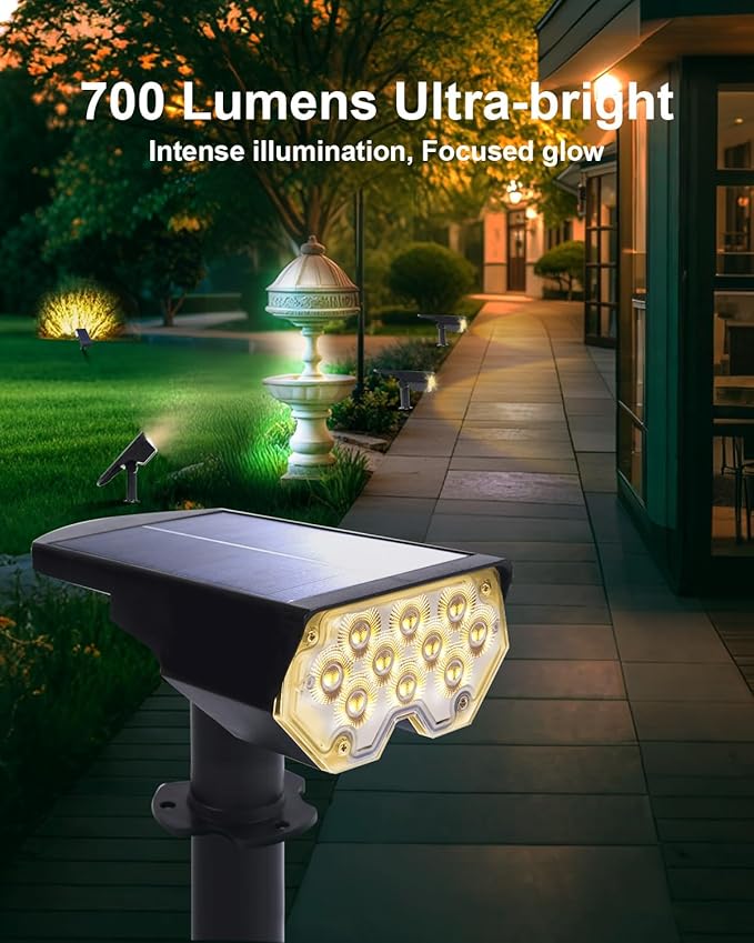 6 Pack Solar Powered Outdoor Spot Lights Outside Waterproof 20 LEDs Landscape Spotlights Dusk to Dawn for House Yard Tree, Plants, Walls, Path, Garden, Statues, Superior Accent Lamp Warm White Polighty