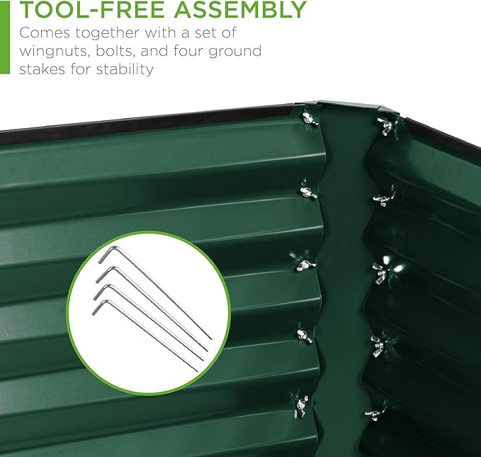 Best Choice Products 6x3x2ft Outdoor Metal Raised Garden Bed, Deep Root Box Planter for Vegetables, Flowers, Herbs, 269 Gallon Capacity, 100% Non Toxic Materials - Dark Green BestChoiceProducts